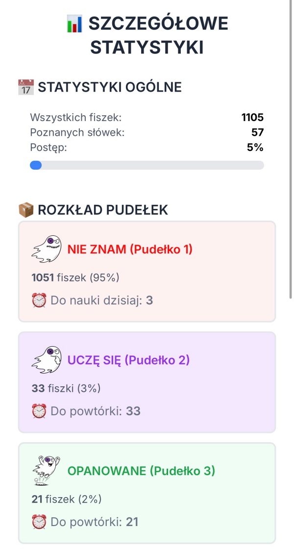 Screenshot Fiszki maturalne — aplikacja do nauki angielskich słówek