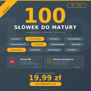 100_slowek_pakiet 100 słówek do matury z języka angielskiego – poziom podstawowy – Pakiet PDF + wersja interaktywna