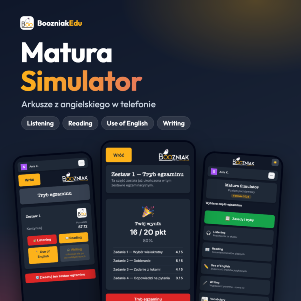 Matura Simulator — symulator matury z angielskiego online (poziom podstawowy)