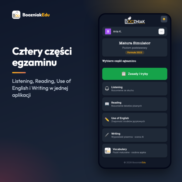 Matura Simulator — symulator matury z angielskiego online (poziom podstawowy)